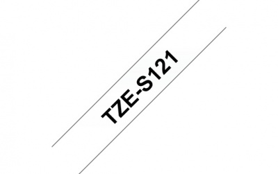 Brother | TZe-S121 Strong Adhesive Laminated Tape | Black on Clear | TZe | 8 m | 9 cm