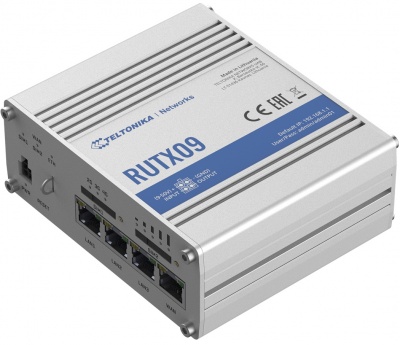 Rugged Industrial LTE-A Cat6 Router | RUTX09 | No Wi-Fi | 10/100/1000 Mbit/s | Ethernet LAN (RJ-45) ports 4 | Mesh Support No | MU-MiMO No | 2G/3G/4G