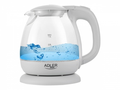 Adler | Kettle | AD 1283G | Standard | 1100 W | 1 L | Plastic/Glass | 360° rotational base | Grey