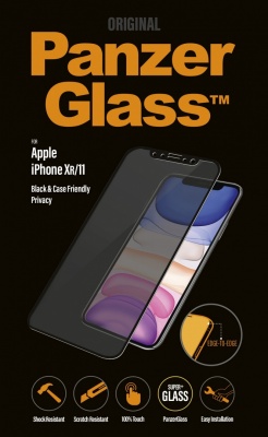 PanzerGlass | P2665 | Screen protector | Apple | iPhone Xr/11 | Tempered glass | Black | Confidentiality filter; Full frame coverage; Anti-shatter film (holds the glass together and protects against glass shards in case of breakage); Case Friendly – compa