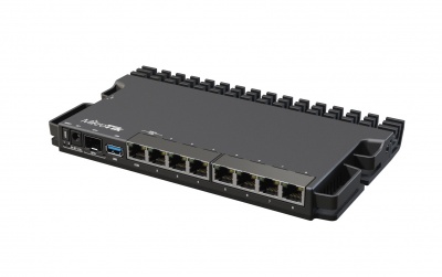 MikroTik Wired Ethernet Router RB5009UG+S+IN, Quad core 1.4 GHz CPU, 1xSFP+, 7xGigabit LAN, 1x2.5G LAN, 1xUSB, Can be powered in 3 different ways, CPU temperature monitor, Mounts FOUR of these Routers in a Single 1U Rackmount Space, RouterOS L5 | Wired Et