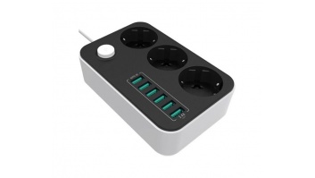 10 A | Power Socket :3 EU plugs/6USB Blac | CW-CHE36B | Black | 1.8 m