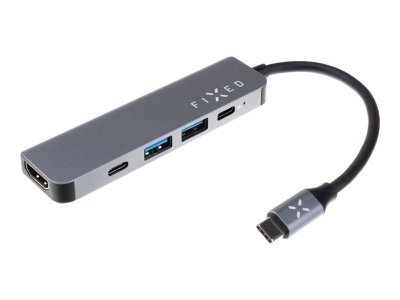 Fixed | 5-port USB-C HUB Mini for laptops and tablets | FIXHU-MN-GR | Gray