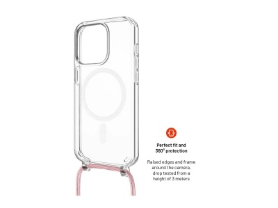 Fixed | MagPure Neck | Back Cover with Lanyard | Apple | iPhone 16 Pro Max | TPU | Clear, Pink