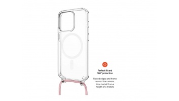 Fixed | MagPure Neck | Back Cover with Lanyard | Apple | iPhone 16 Pro Max | TPU | Clear, Pink