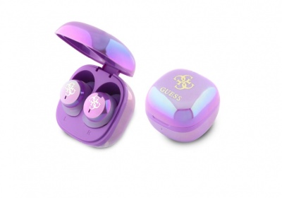 Guess Bluetooth headphones GUTWSJ144ESU TWS + docking station purple Iridescent 4G Printed Logo