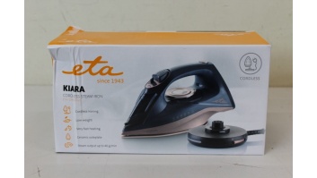 SALE OUT. ETA ETA127690000 Kiara Iron, Ceramic, 2200 W, Water tank 220 ml, Black | ETA | Iron | Kiara ETA127690000 | Cordless Steam Iron | 2200 W | Water tank capacity 220 ml | Continuous steam 40 g/min | Steam boost performance 90 g/min | Black | DAMAGED