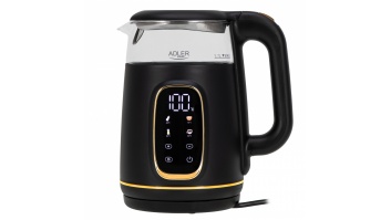 Adler Kettle with LED Display | AD 1305 | Electric | 2200 W | 1.7 L | Plastic | 360° rotational base | Black/Gold