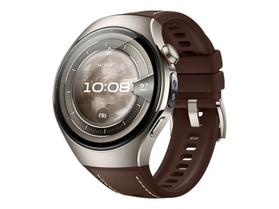 Huawei Watch 5 (46mm), Fluorelastomer Brown classic strap, Metal body, Rates-L29L