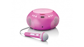 Lenco CD magnetola ar bluetooth un mikrofonu, rozā