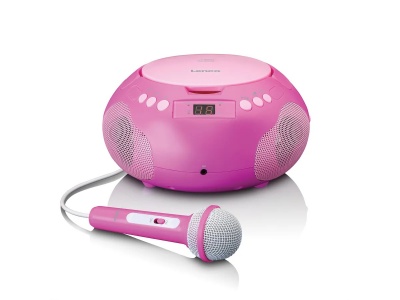 Lenco CD magnetola ar bluetooth un mikrofonu, rozā