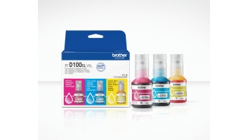 Brother BTD100CLVAL 3 Bottles Value Pack, C/M/Y