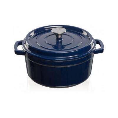 Cast iron pot Grand Feu, minimalist design "Casserole" with lid, 4.7l, dark blue color. | GRAND FEU