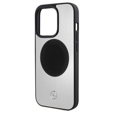 Mercedes MEHMP15L23ACMS iPhone 15 Pro 6.1" Silver Hardcase Leather & Aluminum MagSafe | Mercedes