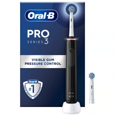 Oral-B | Electric Toothbrush | Pro 3 Sensitive Clean & Care | Rechargeable | For adults | Number of brush heads included 2 | Number of teeth brushing modes 3 | Black