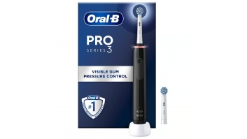 Oral-B | Electric Toothbrush | Pro 3 Sensitive Clean & Care | Rechargeable | For adults | Number of brush heads included 2 | Number of teeth brushing modes 3 | Black