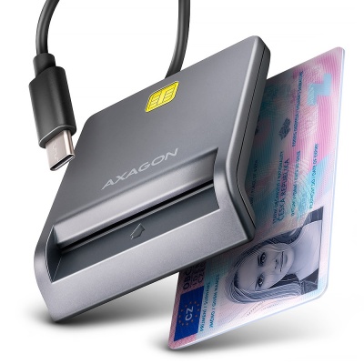 AXAGON CRE-SM3TC USB-C Smart card/ID card FlatReader, 1.2m cable | AXAGON