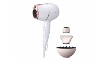 Philips Hair Dryer with SenseIQ | BHD628/00 Prestige | 1800 W | Number of temperature settings 3 | Ionic function | Diffuser nozzle | White/Rose