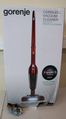 SALE OUT. Gorenje SVC216FR Vacuum cleaner, Handstick, Operating time 60 min, Dust container 0.6 L, Charging time 6 h, Red/Black | Gorenje Vacuum cleaner | SVC216FR | Cordless operating | Handstick 2in1 | N/A W | 21.6 V | Operating time (max) 60 min | Red 