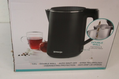 SALE OUT.  | Gorenje Kettle | K15DWBK | Electric | 2200 W | 1.5 L | Stainless steel | 360° rotational base | Black | DAMAGED PACKAGING, SMALL DENT ON FRAME, SCRATCHES ON SIDES