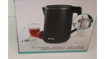 SALE OUT.  | Gorenje Kettle | K15DWBK | Electric | 2200 W | 1.5 L | Stainless steel | 360° rotational base | Black | DAMAGED PACKAGING, SMALL DENT ON FRAME, SCRATCHES ON SIDES