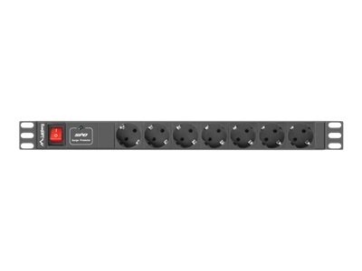 Lanberg Power Distribution unit (PDU) 19" 1U 16A 2m 7X Schuko oulets, black | Lanberg