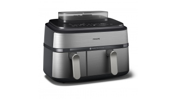 Philips NA555/09 Dual Basket Airfryer with Steam 5000 Series, 9 L, Stainless Steel/Black