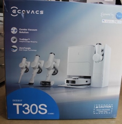 SALE OUT. Ecovacs DEEBOT T30S COMBO Vacuum cleaner,Robot+Handheld,Wet&Dry,Robot operating time 220 min,Dust bin 0,3 L,5200mAh,White+Auto-emp | Ecovacs Vacuum cleaner | DEEBOT T30S COMBO | Wet&Dry | Li-ion | 5200 mAh | Dust capacity 3 L | 11000 Pa | White 