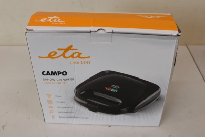 SALE OUT. ETA ETA415190010 Campo Sandwich maker, 750 W, Black | ETA Sandwich maker | ETA415190010 | 750 W | Number of plates 1 | Number of pastry 2 | Black | DAMAGED PACKAGING