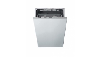 Whirlpool Dishwasher | WSIO 3T223 PCE X | Built-in | Width 45 cm | Number of place settings 10 | Number of programs 7 | Energy efficiency class E | Display | Inox