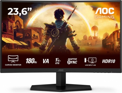 AOC Gaming monitor | C24G42E | 24 " | VA | FHD | 16:9 | 180 Hz | 0.5 ms | 1920 x 1080 pixels | 250 cd/m² | HDMI ports quantity 2 | Black