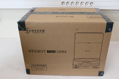 SALE OUT. Ecovacs DEEBOT T80 OMNI Vacuum cleaner, Robot, Wet&Dry, 18000Pa, TruEdge 2.0, ZeroTangle 3.0, Carpet Care, Black + Auto-empty stat | Ecovacs Robotic Vacuum Cleaner | DEEBOT T80 OMNI | Wet&Dry | Li-ion | 6400 mAh | Dust capacity 0.22 L | 18000 Pa
