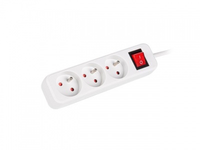 Lanberg Cable Power Strip, 3X French Outlets with Switch, Quality-Grade Copper, 1.5 m | PS1-03E-0150-W