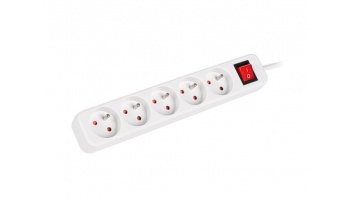 Lanberg Cable Power Strip, 5X French Outlets with Switch, Quality-Grade Copper, 1.5 m | PS1-05E-0150-W
