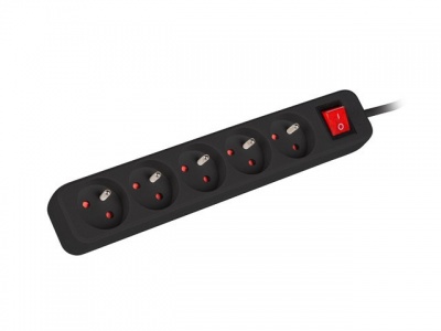 Lanberg Cable Power Strip, 5X French Outlets with Switch, Quality-Grade Copper, 1.5 m | PS1-05E-0150-BK