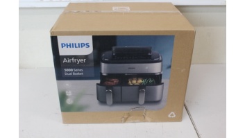 SALE OUT. Philips NA555/00 Dual Basket Airfryer 5000 Series, 9 L, Stainless Steel/Black | Philips Dual Basket Airfryer | NA555/00 5000 series | Power 2750 W | Capacity 9 L | RapidAir Plus | Silver | DAMAGED PACKAGING