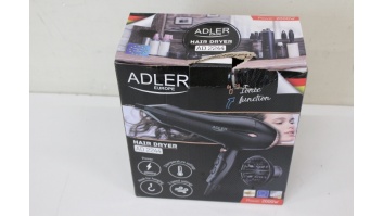 SALE OUT. Adler AD 2244 Hair Dryer, 2000W, 2 speed settings, 3 temperature settings, AC motor, black | Adler Hair Dryer | AD 2244 | 2000 W | Number of temperature settings 3 | Ionic function | Diffuser nozzle | Black | DAMAGED PACKAGING