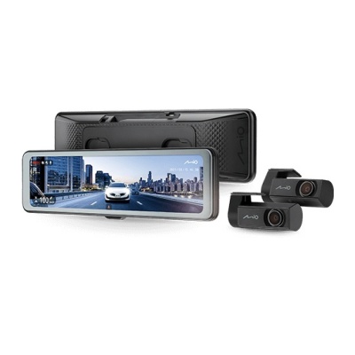 Mio MiVue R860WD, Dash Cam | GPS | Wi-Fi | Front and rear cams synchronized for recording with an unobstructed view; 11.26" IPS anti-glare touchscreen; Upgrade to the STARVIS 2 technology for clear details; Integrated high speed Wi-Fi – Quick pairing usin