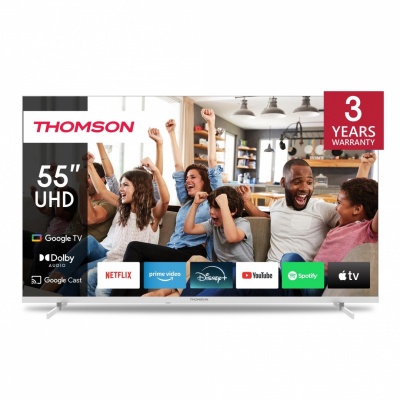 TV Set|THOMSON|55"|4K/Smart|QLED|3840x2160|Google TV|White|55UG4S14W