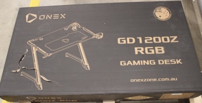 SALE OUT. ONEX GD1200Z RGB Gaming Desk w/Cup holder, headset hook, Gamepad holder, 114cm(w) | Onex RGB Gaming Desk w/Cup holder, headset hook, Gamepad holder, 114cm(w) | GD1200Z | Black | DAMAGED PACKAGING | 12 month(s)