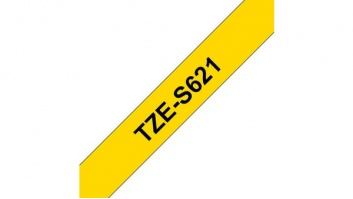 Brother | TZe-S621 Strong Adhesive Laminated Tape | Black on Yellow | TZe | 8 m | 9 cm