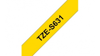 Brother | TZe-S631 Strong Adhesive Laminated Tape | Black on Yellow | TZe | 8 m | 1.2 cm
