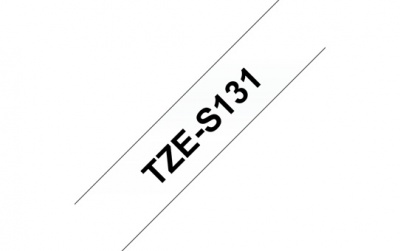 Brother | TZe-S131 Strong Adhesive Laminated Tape | Black on Clear | TZe | 8 m | 1.2 cm