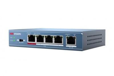 Hikvision | Switch | DS-3E0105P-E | Unmanaged | Desktop | 10/100 Mbps (RJ-45) ports quantity 4 | Gigabit Ethernet (copper) ports quantity 1 | Power over Ethernet (PoE) ports quantity 4 | Power supply type  51V DC, 1.25A
