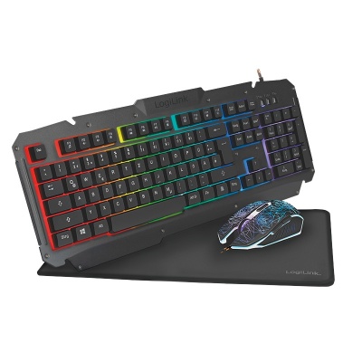 Logilink | Gaming-Set, keyboard, mouse and mouspad | ID0185 | Metal | Keyboard, Mouse and Pad Set | Wired | Mouse included | DE | Numeric keypad