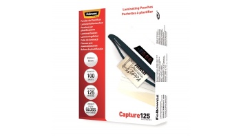 Fellowes | Laminating Pouch - 65x95mm | Glossy | Ideal for identity cards, credit cards, business cards and visitor cards; Capture 125 Micron thickness - providing an advanced level of document protection; Pack size of 100; Compatible with all laminator b