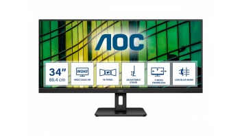 AOC | Monitor | U34E2M | 34 " | VA | WQHD | 21:9 | 100 Hz | 4 ms | 3440 x 1440 | 300 cd/m² | HDMI ports quantity 2 | Black