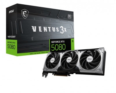 MSI GeForce RTX 5080 16G VENTUS 3X OC | NVIDIA | 16 GB | GeForce RTX 5080 | HDMI ports quantity 1 | PCI Express Gen 5 | Memory clock speed 2655 MHz