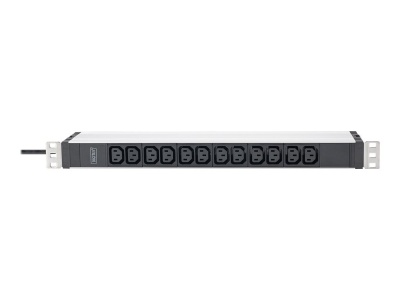 DIGITUS Socket strip with aluminum profile, 12-way, 2 m cable safety plug