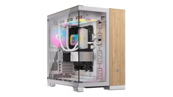 Corsair Dual Chamber PC Case | 6500X | White/Bamboo wood | Mid Tower | Power supply included No